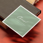 Serviette En Papier Mariage Dynamique Vert Sauge Swoop Script Applaudi