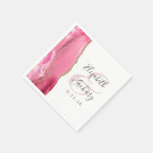 Serviette En Papier Mariage écriture Agate Géode Rose Or (Coin)