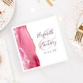 Serviette En Papier Mariage écriture Agate Géode Rose Or