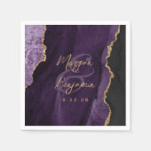 Serviette En Papier Mariage écriture dorée Agate violette (Devant)