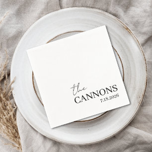 Serviette En Papier Mariage écriture moderne personnalisé nom date