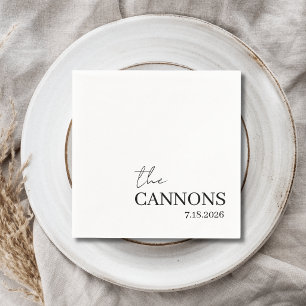 Serviette En Papier Mariage écriture moderne personnalisé nom date