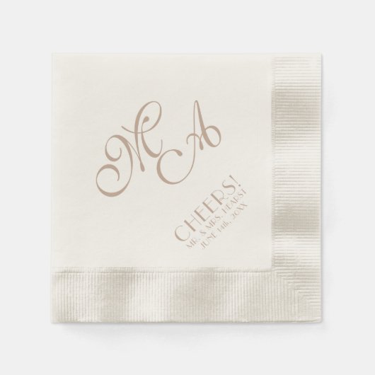 Serviette En Papier Mariage Ecru CHEERS ! Cocktail standard Napkin (Devant)
