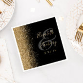 Serviette En Papier Mariage Edge Parties scintillant Black Gold modern