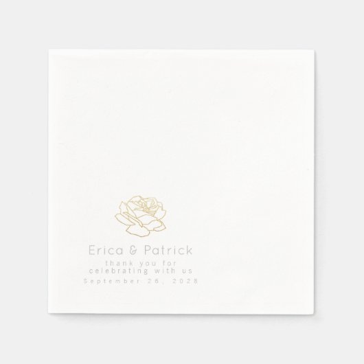 Serviette En Papier Mariage Élégamment imprimé blanc (Devant)