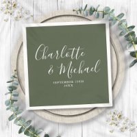 Mariage élégant à l'écriture signature Vert olive
