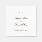Serviette En Papier Mariage élégant Amira White (Devant)