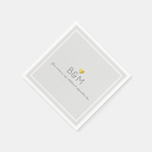 Serviette En Papier Mariage élégant amour Monogramme gris (Coin)