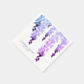 Serviette En Papier Mariage Elegant Aquarelle Wisteria Purple Floral (Coin)