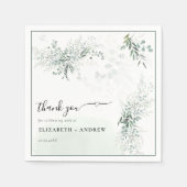 Serviette En Papier Mariage Élégant au Eucalyptus (Devant)