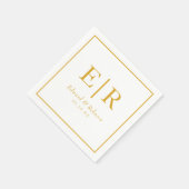 Serviette En Papier Mariage élégant au monogramme en or (Coin)