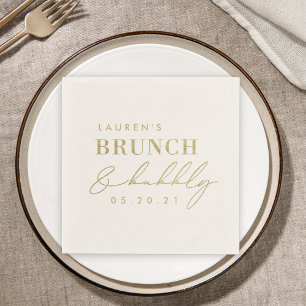 Serviette En Papier Mariage élégant avec brunch et champagne