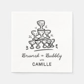 Serviette En Papier Mariage élégant avec brunch moderne et champagne (Devant)