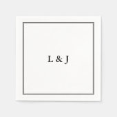 Serviette En Papier Mariage Élégant avec un Classique en Noir & Blanc (Devant)
