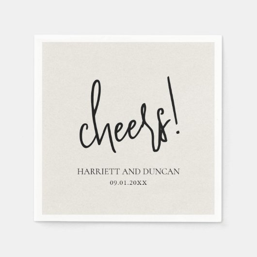 Serviette En Papier Mariage élégant Beige Beige neutre intemporel (Devant)
