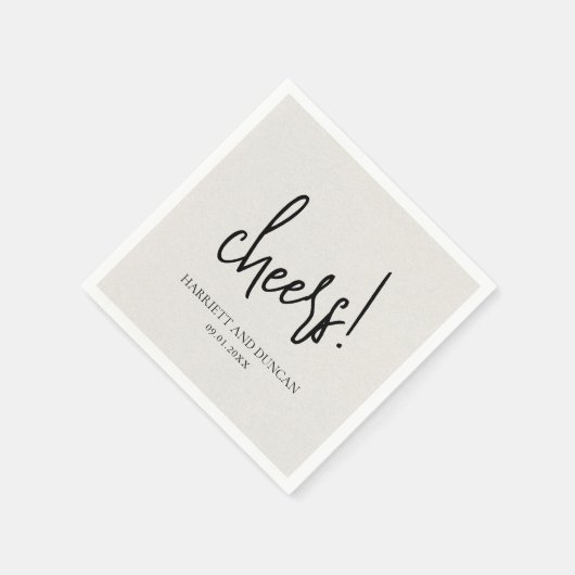 Serviette En Papier Mariage élégant Beige Beige neutre intemporel (Coin)