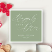 Serviette En Papier Mariage Élégant Blanc Flourish Vert Sauge