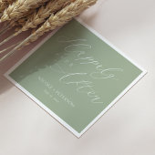 Serviette En Papier Mariage Élégant Blanc Flourish Vert Sauge