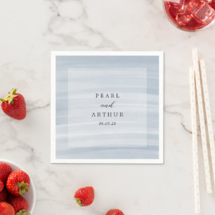 Serviette En Papier Mariage Élégant Bleu Atténué Chic Côté Mer