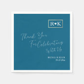 Serviette En Papier Mariage élégant bleu romantique (Devant)