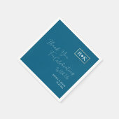 Serviette En Papier Mariage élégant bleu romantique (Coin)