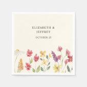 Serviette En Papier Mariage Élégant Bohème Floral de Fleurs Sauvages d (Devant)
