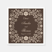 Serviette En Papier Mariage Élégant Brun Rustique  (Devant)