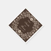 Serviette En Papier Mariage Élégant Brun Rustique  (Coin)