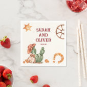 Serviette En Papier Mariage élégant brun rustique occidental (En situation)