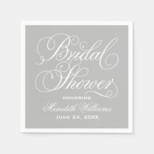 Serviette En Papier Mariage Élégant Calligraphie Grise Shower de la Ma