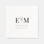 Serviette En Papier Mariage Élégant Chic Moderne Foliage Chic Monogram (Devant)