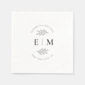 Serviette En Papier Mariage Élégant Chic Moderne Simple Chic Monogramm (Devant)