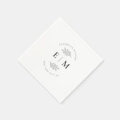 Serviette En Papier Mariage Élégant Chic Moderne Simple Chic Monogramm (Coin)