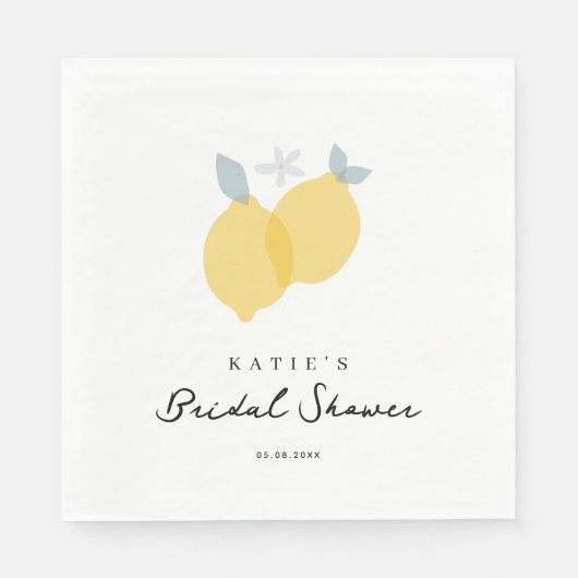 Serviette En Papier Mariage Élégant Citron Pastel Moderne  (Devant)