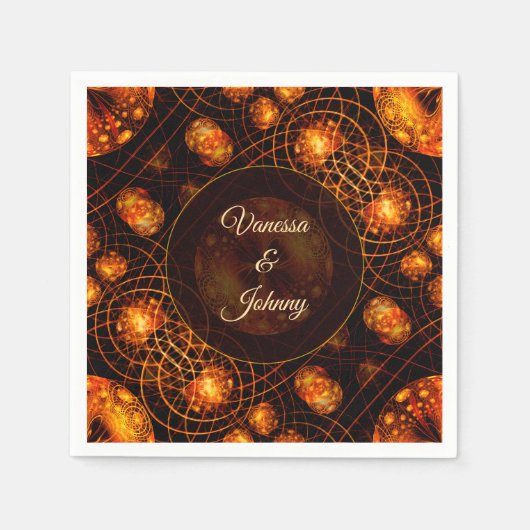 Serviette En Papier Mariage Élégant Classique Boho Moderne Or #901 (Devant)