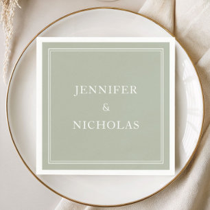 Serviette En Papier Mariage Élégant Classique Formel Vert Sauge