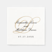 Serviette En Papier Mariage Élégant Classique Monogramme Or Script (Devant)