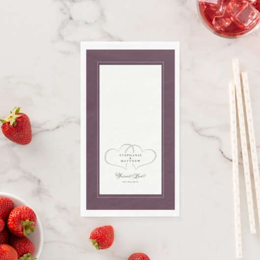 Serviette En Papier Mariage élégant Coeurs chic pourpre pour toujours  (En situation)