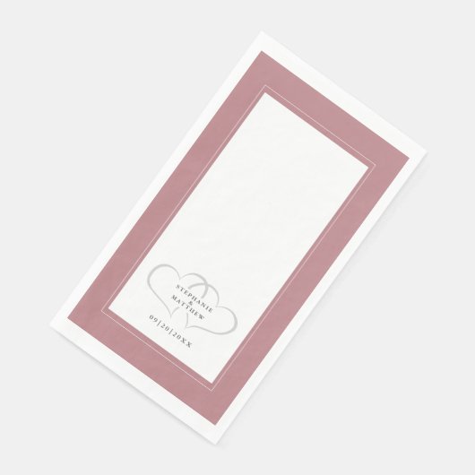 Serviette En Papier Mariage élégant Coeurs romantiques Dîner Rose Dust (Coin)