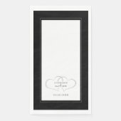 Serviette En Papier Mariage élégant Coeurs romantiques Noir Blanc Dîne (Devant)