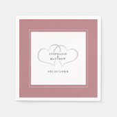 Serviette En Papier Mariage élégant Coeurs romantiques Papier Rose Dus (Devant)