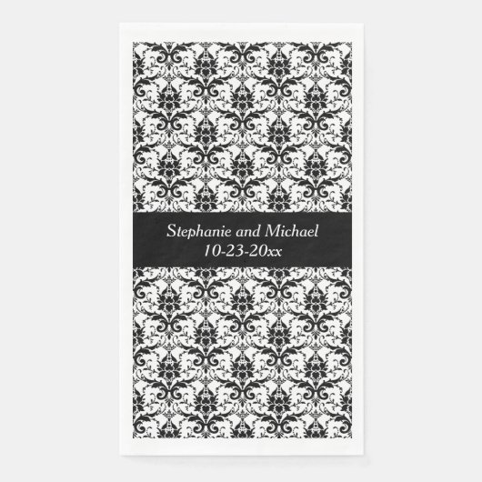 Serviette En Papier Mariage Elegant Damask Bride Groom Main ou Bain (Devant)