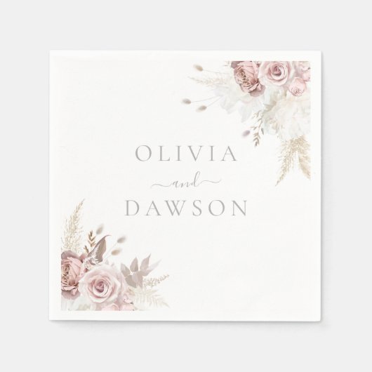 Serviette En Papier Mariage élégant de Blush & Ivory (Devant)