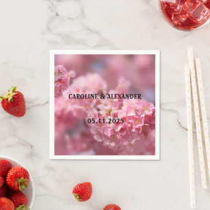 Serviette En Papier Mariage Élégant de Photographie Florale de Cerisie