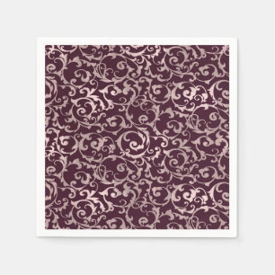 Serviette En Papier Mariage Élégant de Princesse aux Framboise & Or Ro