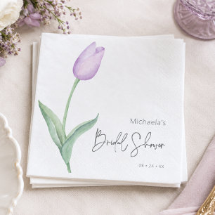 Serviette En Papier Mariage Élégant de Tulipe Violette Moderne pour un