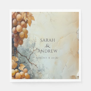 Serviette En Papier Mariage Élégant de Vignoble de Cave à Vin Aquarell