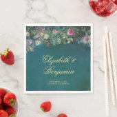 Serviette En Papier Mariage élégant des Roses de la forêt enchantée (En situation)
