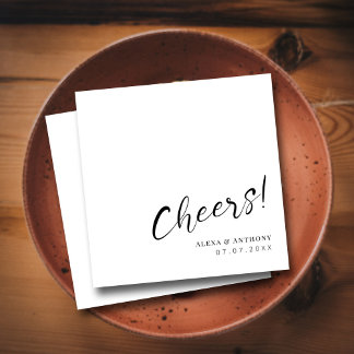 Serviette En Papier Mariage Élégant Écriture Calligraphique « Cheers »