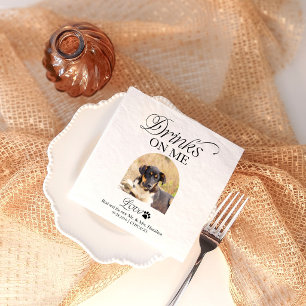 Serviette En Papier Mariage Élégant et Minimaliste avec Photo d'Animal